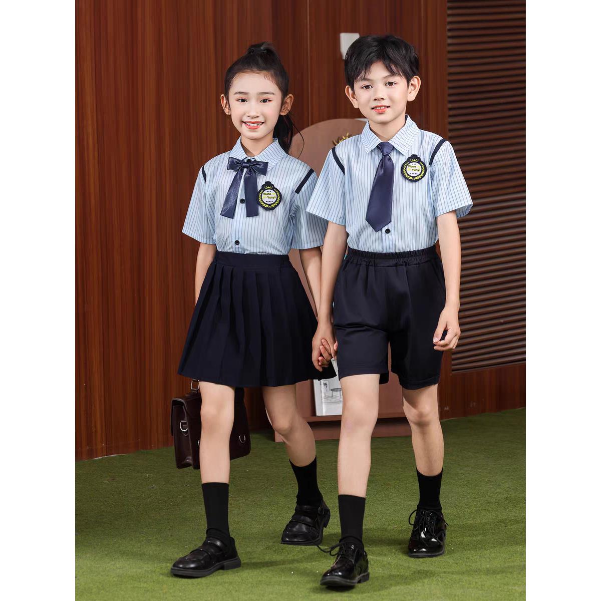 儿童合唱演出服主持人礼服小学生班服英伦风男女童口才朗诵表演服图片