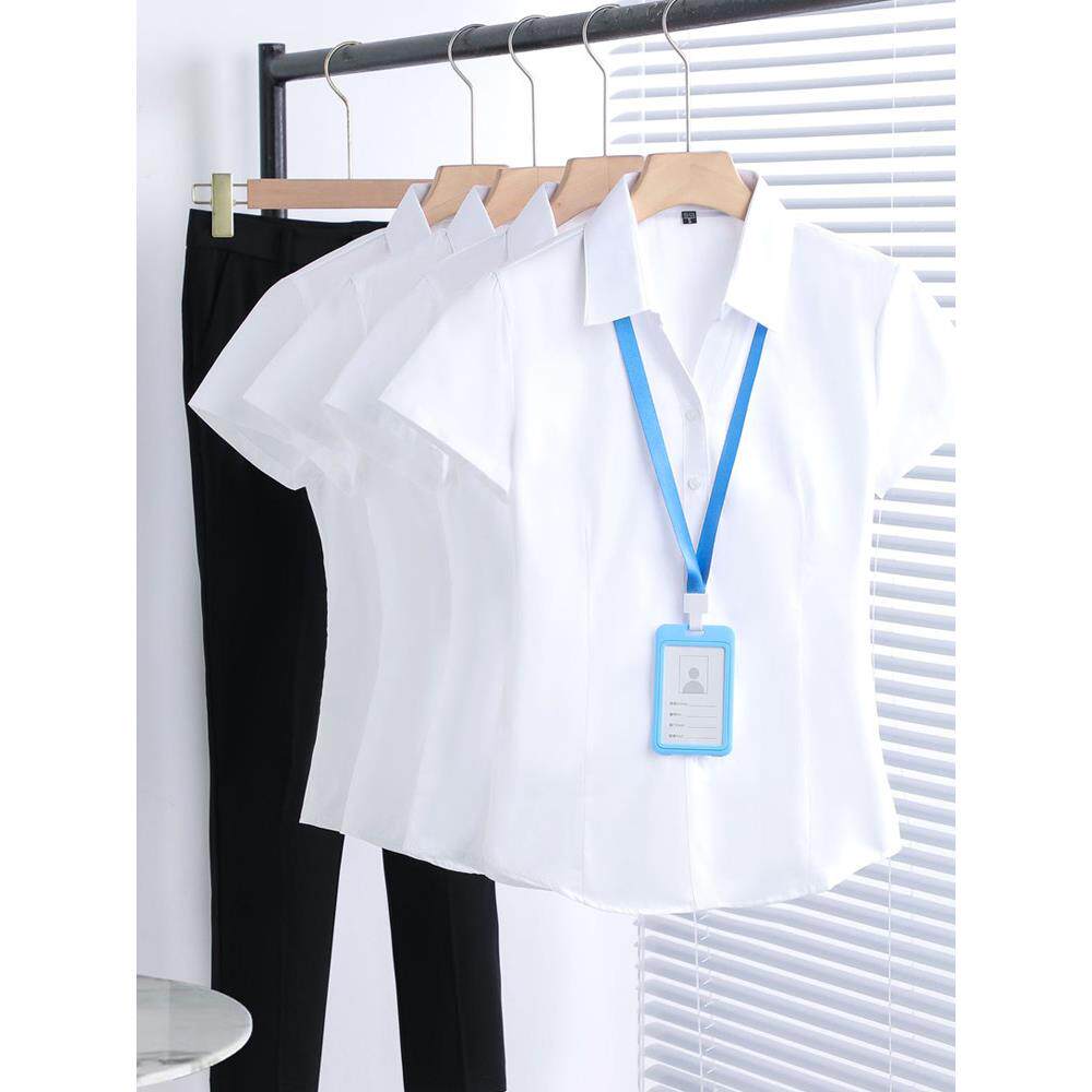 白色衬衫女短袖2025春夏职业装套装工作服气质正装工装大码衬衣