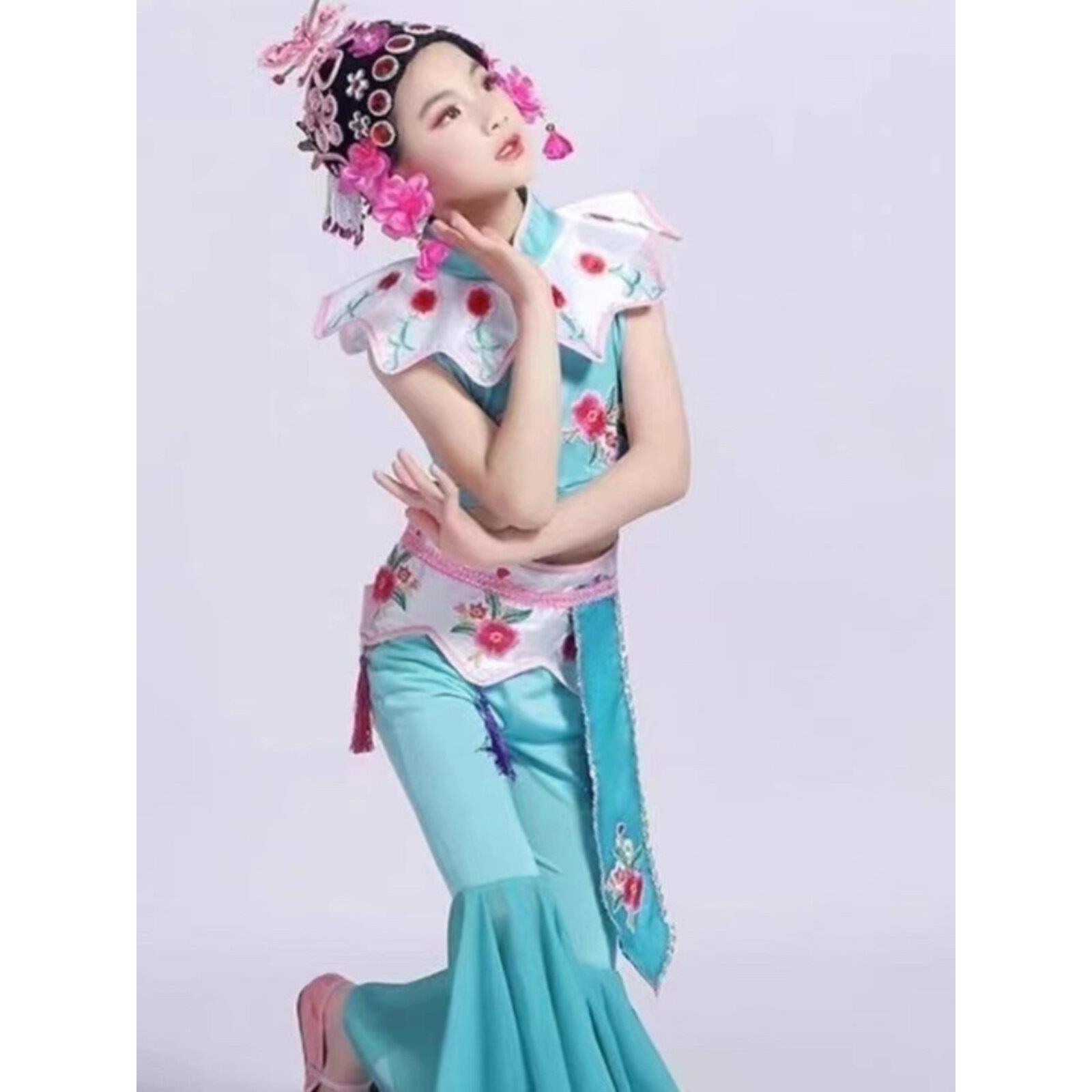 六一演出服俏花旦舞蹈服小戏骨演出服儿童京剧小红娘戏曲舞台服装