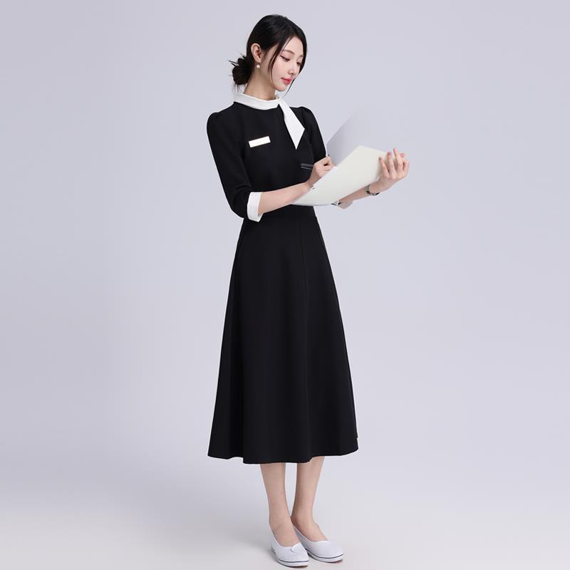酒店餐饮月嫂前台接待美工作服女美业高端黑色医疗容院师SPA套装