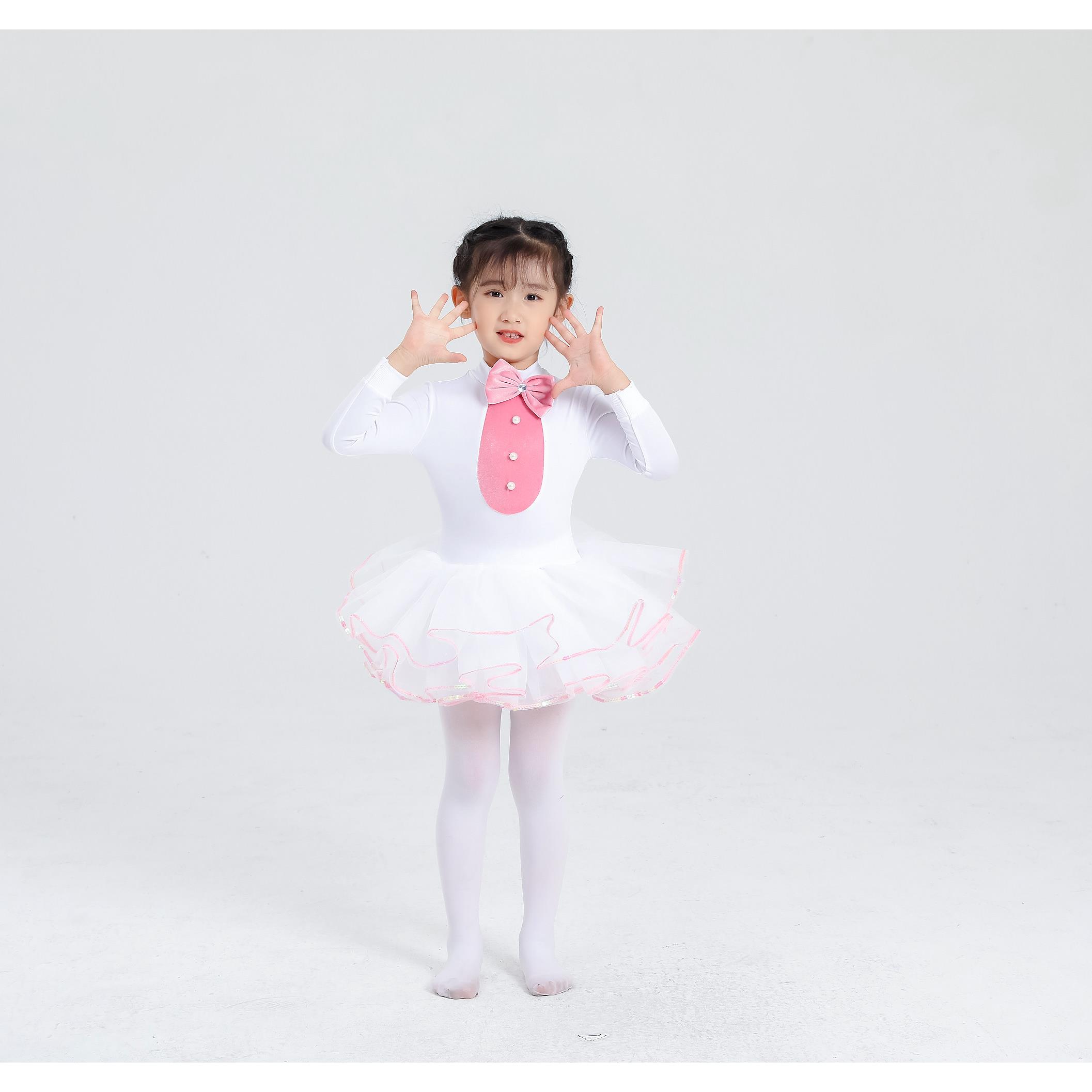 儿童芭蕾演出服女童蓬蓬裙舞蹈服幼儿白色小天鹅表演服公主纱裙装