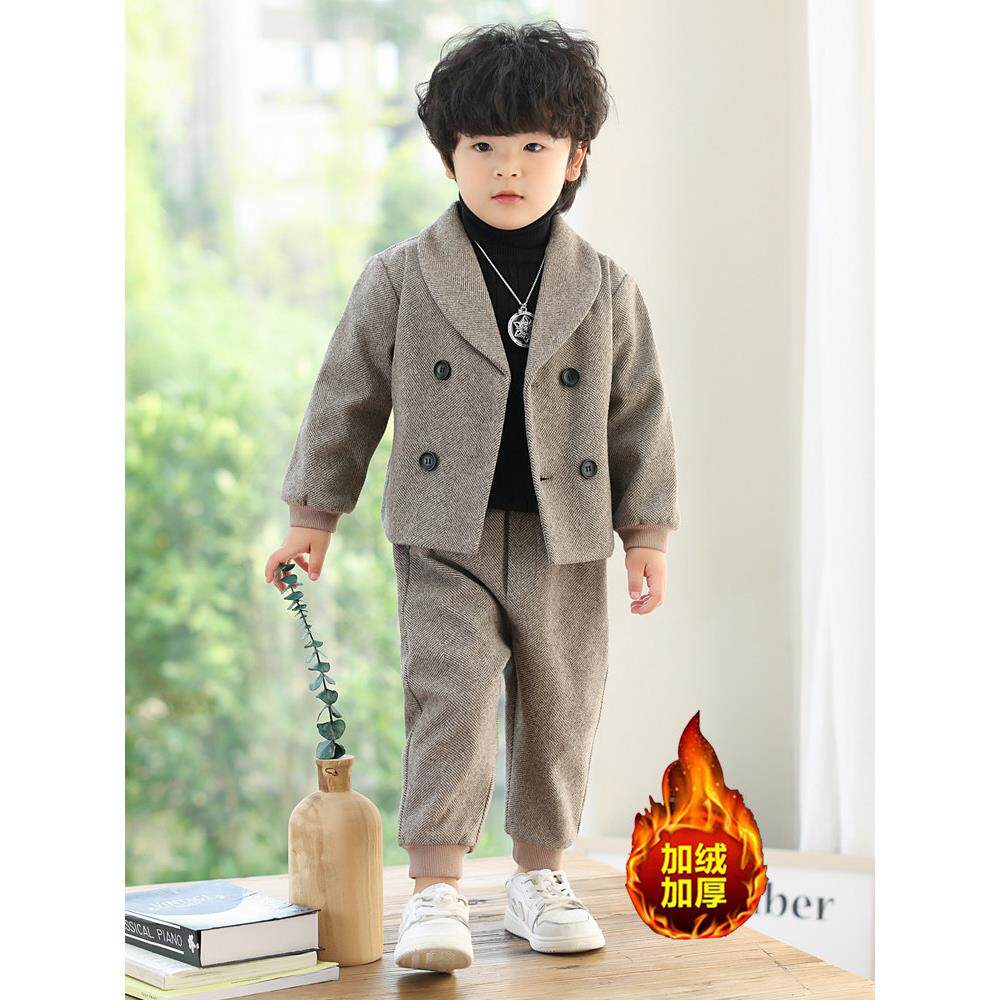 男童西装套装三件套秋冬韩版洋气帅气英伦男孩休闲西服儿童小西装