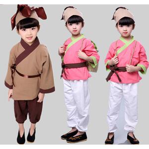 儿童锄禾农夫表演服书童汉服国学服课本剧小牧童演出服幼儿摄影服