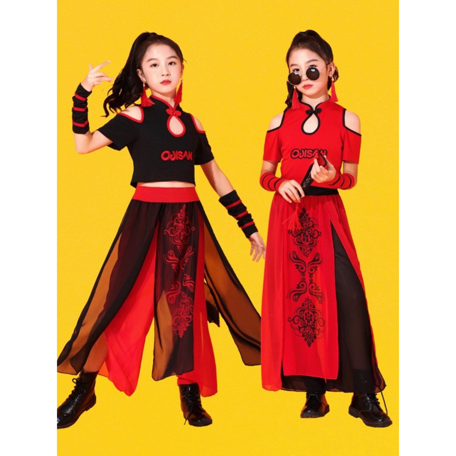 中式儿童表演服装民族台时尚服装表演服装爵士啦啦队舞蹈服装街舞