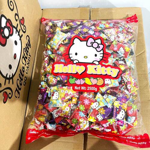 香Hell Kitty软什锦果汁NIW糖可爱KT猫咪造型软糖橡皮糖QQ糖1o0港
