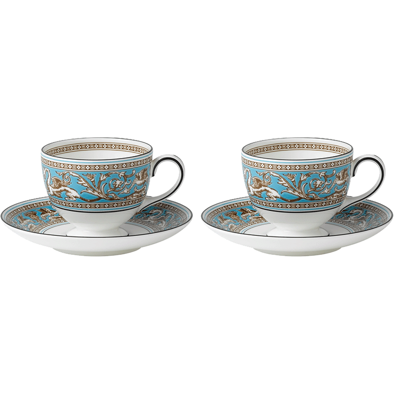 WEDGWOOD威基伍德丝绸之路2杯2碟骨瓷茶具欧式咖啡杯茶杯送礼