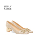 Rose法式 方头婚鞋 婚纱两穿新娘不累脚高级感粗跟大码 Holy 礼服鞋
