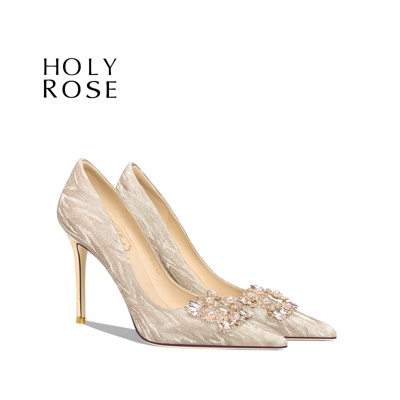 HolyRose香槟色婚鞋女新娘鞋禾秀婚纱两穿高跟鞋平时可穿不累脚
