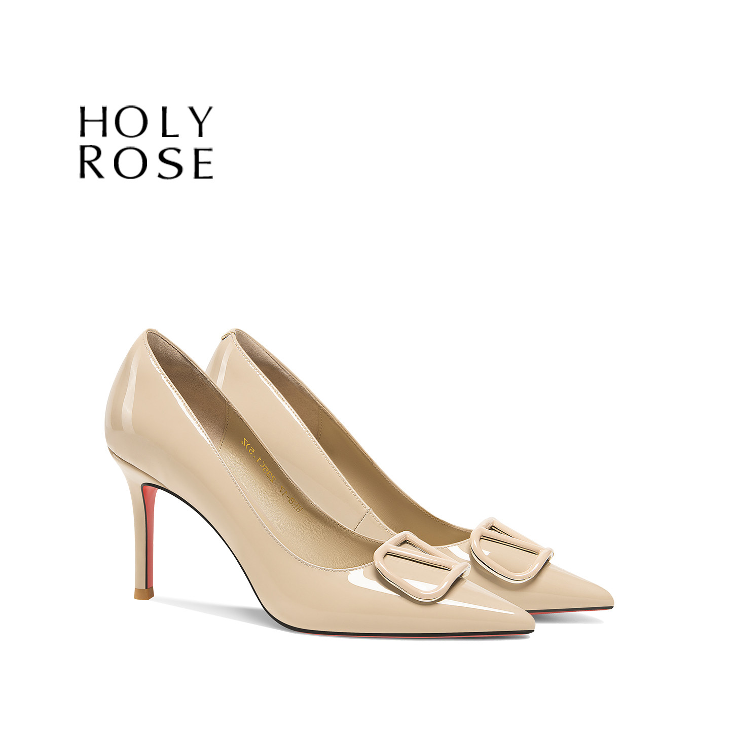 HolyRose法式裸色红底高跟鞋