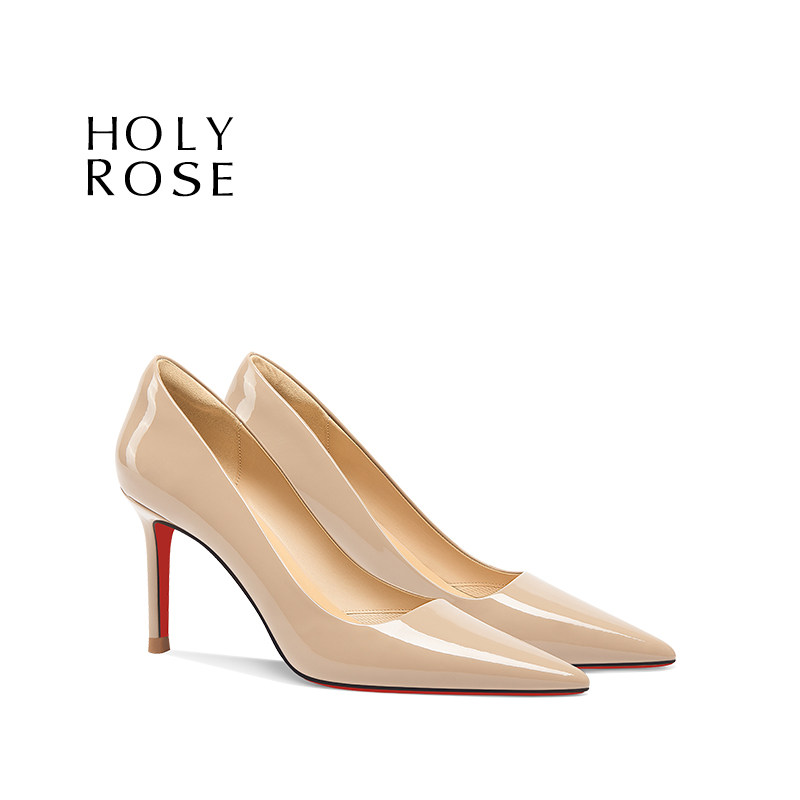 Holy Rose裸色红底尖头细跟高跟鞋女法式气质单鞋高级感百搭通勤