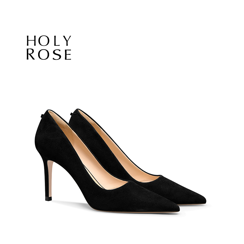 HolyRose黑色高跟鞋职业通勤鞋