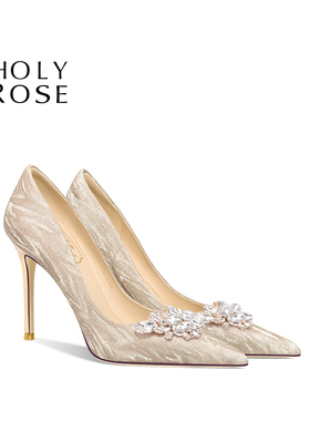 HolyRose【心之悦动】水晶鞋高跟鞋婚鞋秀禾婚纱两穿新娘鞋礼服鞋