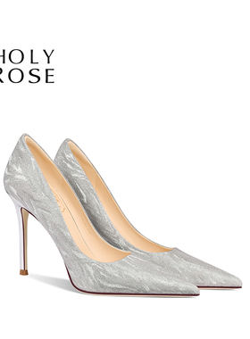 HolyRose法式高跟鞋女18岁成人礼细跟不累脚设计感小众尖头结婚鞋