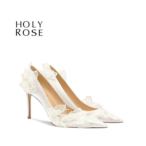 HolyRose法式缎面高跟婚纱鞋