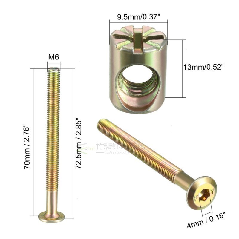 xcell 4set  Bolt Nut Set M6x70/75/80/85/90/100mm M6 Hex Sock
