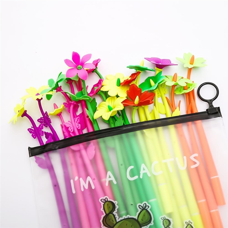 20Pcs/pack Creative Funny Flower Fun Gel Pens Blue Ink Stat