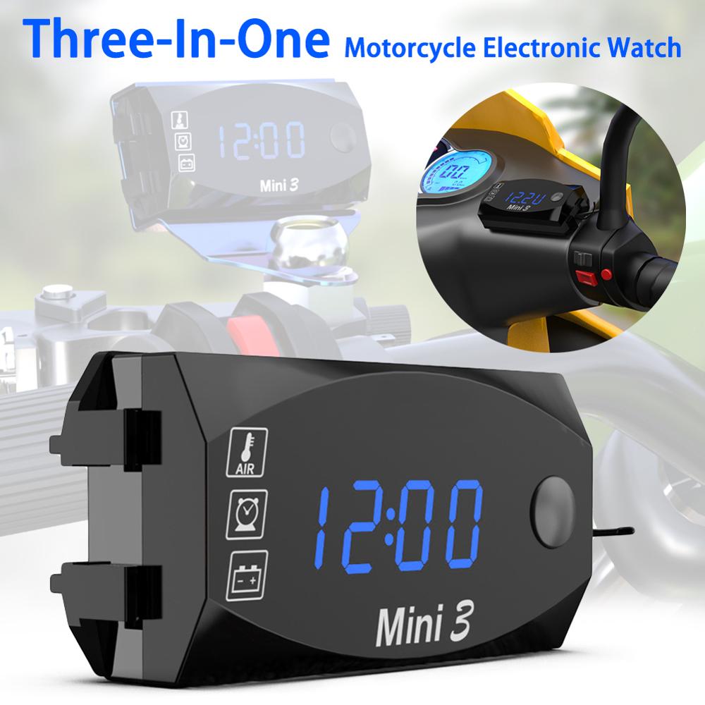 niversal Motorcycle Electronic Clock Thermometer Voltmeter T