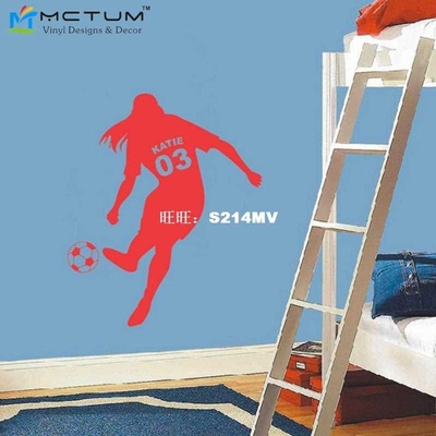 Football Soccer Ball Vinyl Wall Decals Personalized Name & N