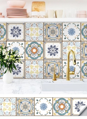 Mediterranean Style Art Mural Kitchen Oil proof Bathroom Wa