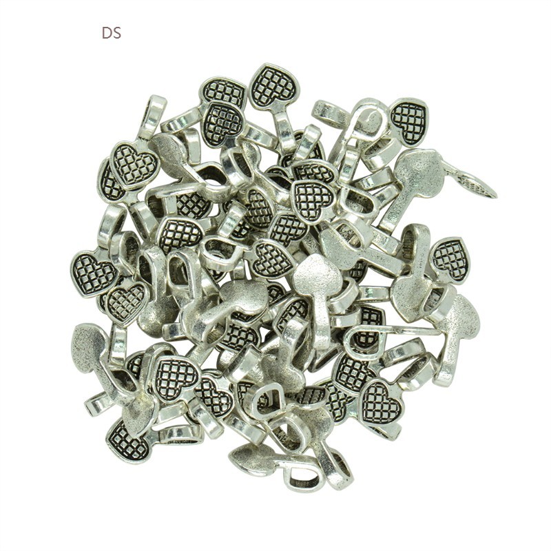 100pcs Heart Glue on Bail Earring Bails  Glass Tile DIY Char