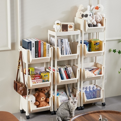 Bookcases under the table can be moved to read racks with wh