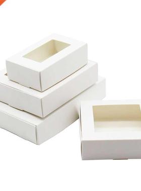 30pcs DIY White Box With Window Paper Gift Box Cake Packagin