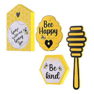 4Pcs Honey Tiered Tray Decor Table Decor Wooden Sign