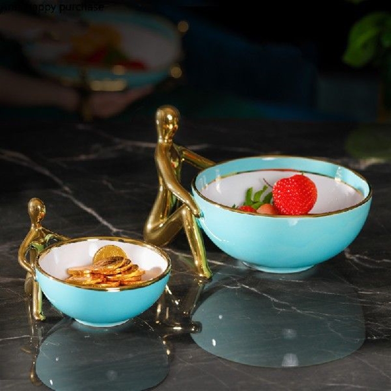 Little Gold Man Blue White Ceramic Bowl Phnom Penh Dessert