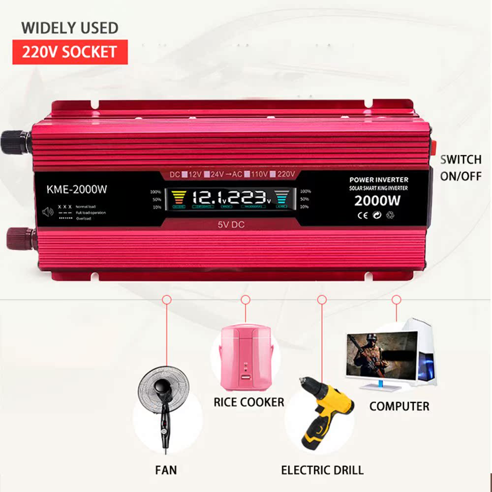 2000W Inverter 12v 220v Inverters DC AC Voltage ransformer