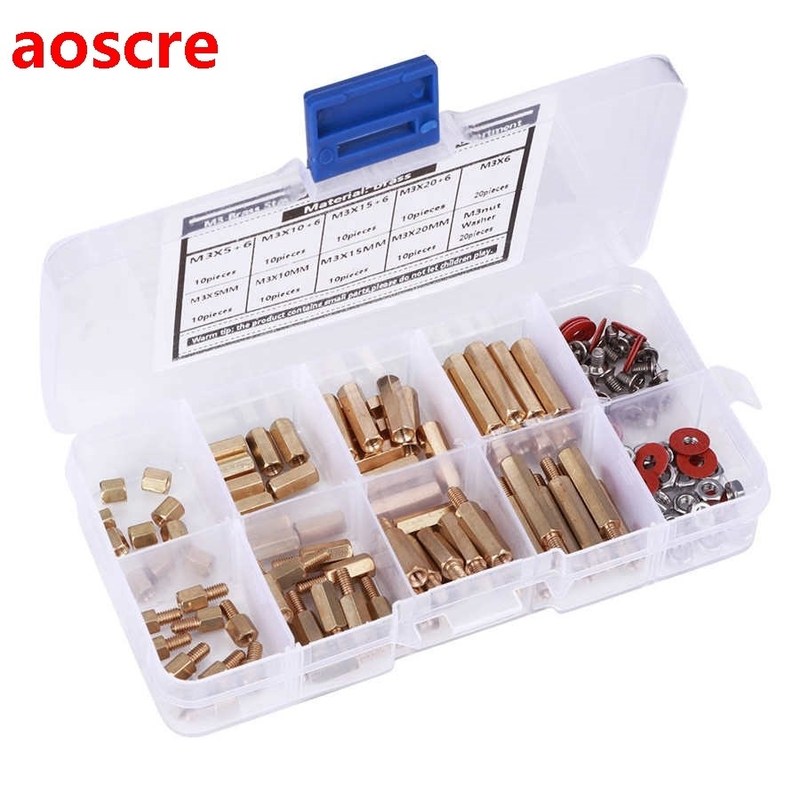 screw 140Pcs M3 Brass Standoffs Screws Washers Nut Assortmen
