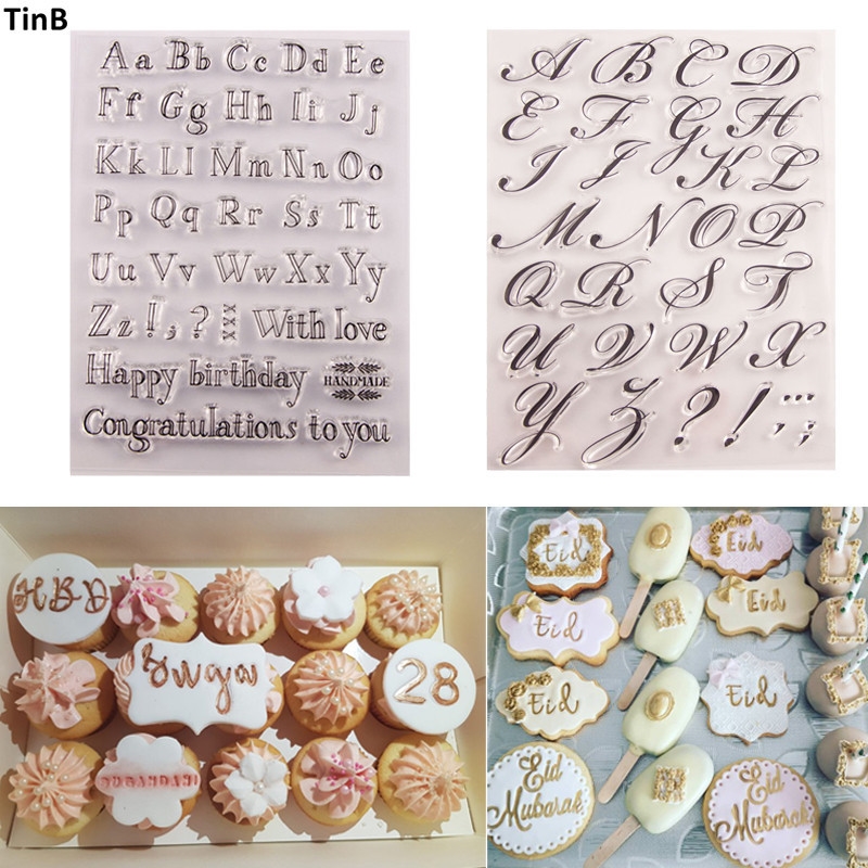 Cake Tool Letter Alphabet Cookie Cutter Embosser Stamp Stick
