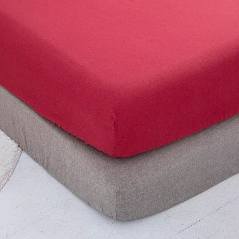 1PCS Fitted Sheet Solid Color Bed Sheets Single Double Queen