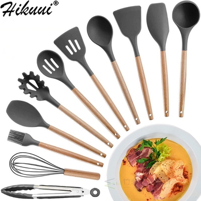 Kitchen Utensils Set Silicone Cookware Eco-friendly Wood Han