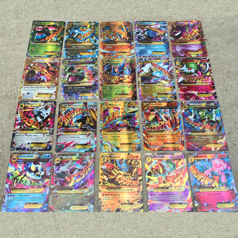 100PCS pokemon card MEGA Flash Card EX Game Collection Card