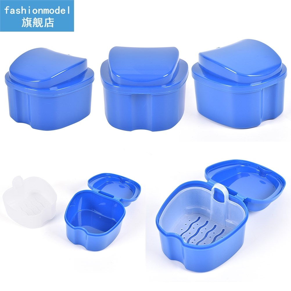 Denture Bath Box Case Dental False Teeth Storage Box with Ha
