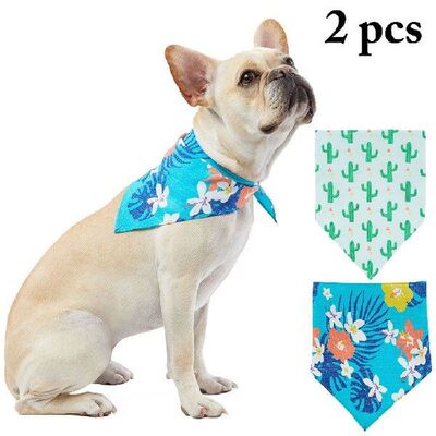 2pcs Pet Dog Cat Bandana Neckerchief Neck Polyester Scarf