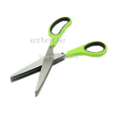 1 set Stainless Steel 5 Blade Office Cut Shredding Scissors