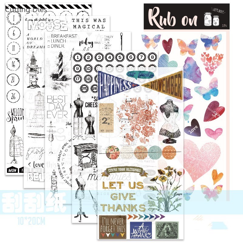 Hand Account Decorative Rub On Trasfer Stickers Set For Scr