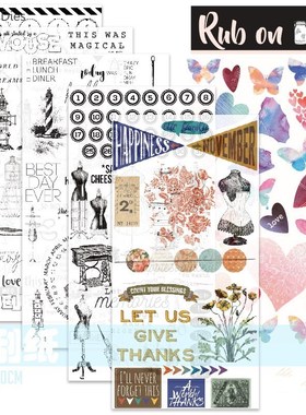 Hand Account Decorative Rub On Trasfer Stickers Set For Scr