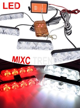 4X4 LED Strobe Warning Police Light Wireless Remote For Car