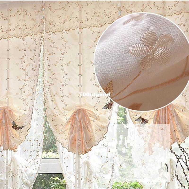 1pc 80X140cm80X180cm Embroidery Style Tie Up Window Curtain