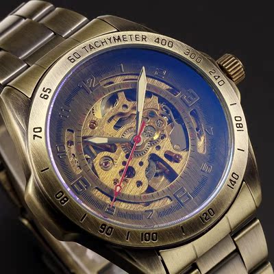 Mens fashion leisure hollow nostalgic style automatic w