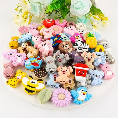 Kovict 10pcs Cartoons Silicone Beads Baby Pacifier Chain Nec