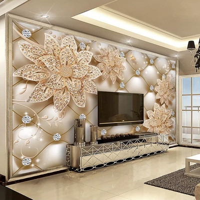 Custom 3D Photo Wallpaper Diamond Flower Jewelry Murals