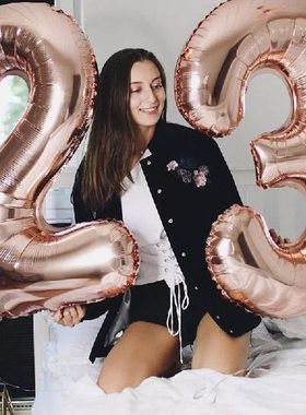 Rose Gold Silver Aluminium Foil Number Balloons Digit