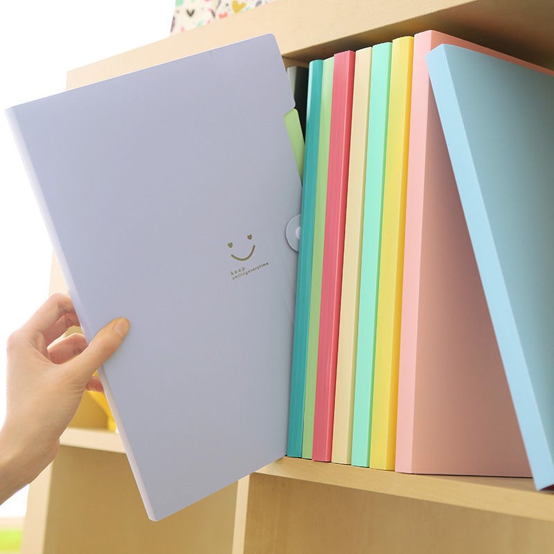 Cute Smile 5 Pocket File Folders High Capacity Plastic Enve