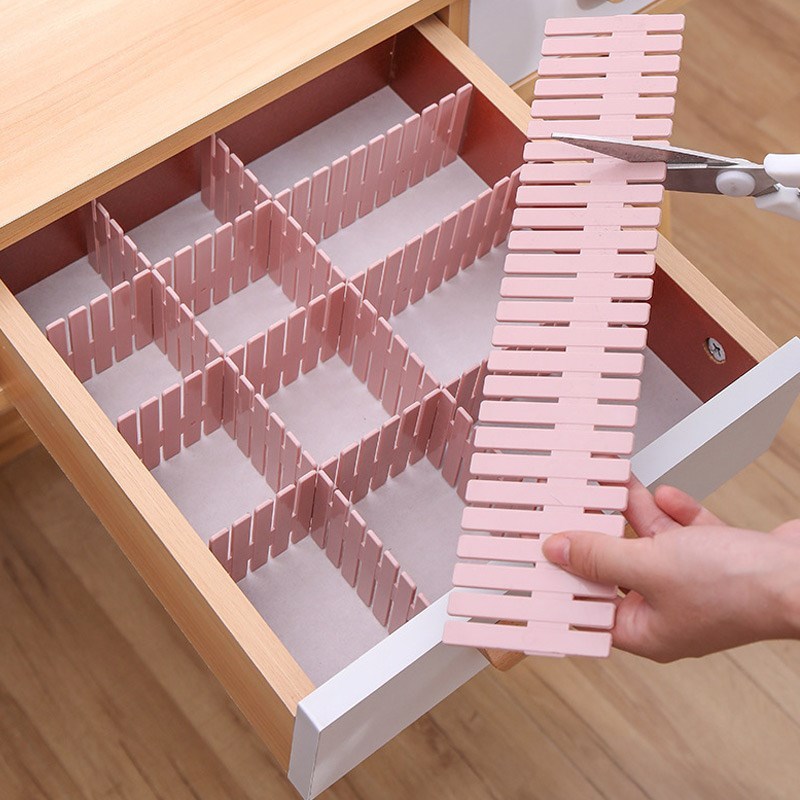 8pcs Drawer Divider Adjustable Plastic Free Combination Part