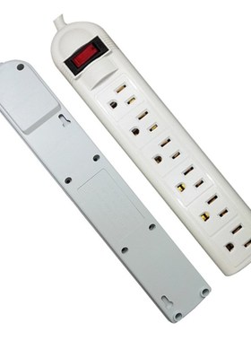 US Plug 6 Socket Surge Protector Wall-mounted 14AWG Horizont