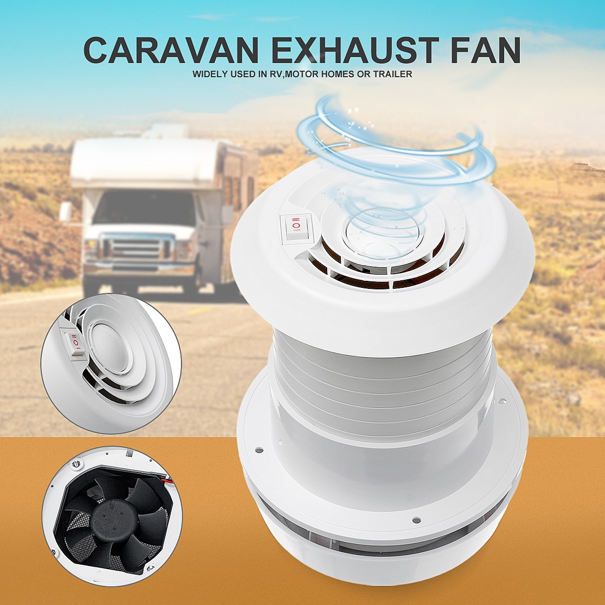 WARMTOO 1Pcs 12V RV Energy-saving Motorhome Roof Vent Ventil
