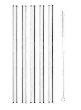 *Behogar 5pcs 180 x 8 mm Clear Drinking Glass Straws 1pcs Cl